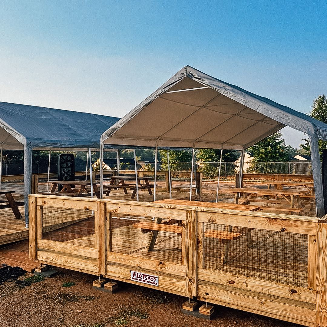 FlatSpot event decking with railings at Charlotte Regional Farmers Market